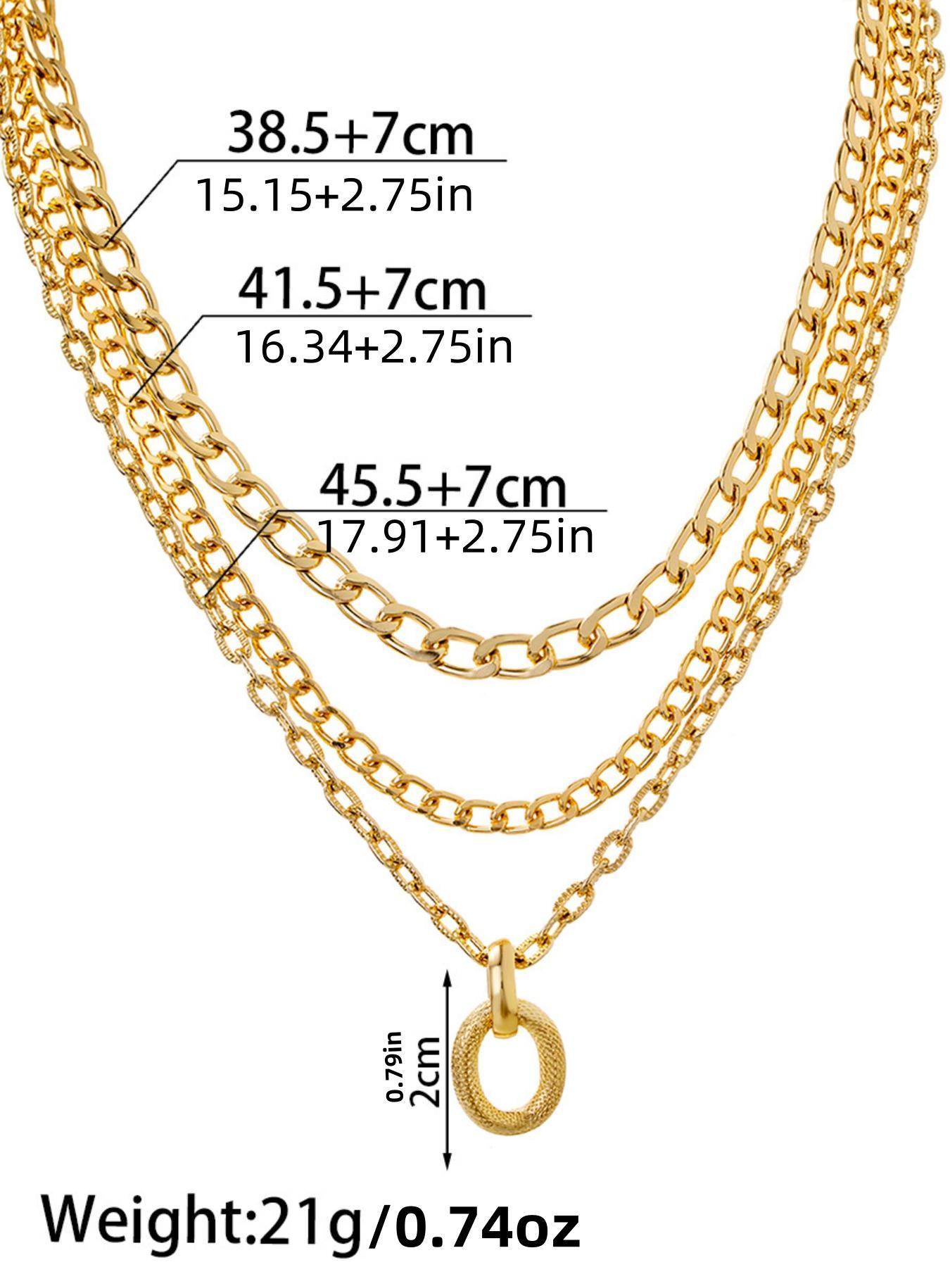 Multi-Layered Hip Hop Necklace for Women, Geometric Oval Pendant with Chunky Aluminum Chain, Minimalist Style Gift for Parties, Chunky Chain Choker