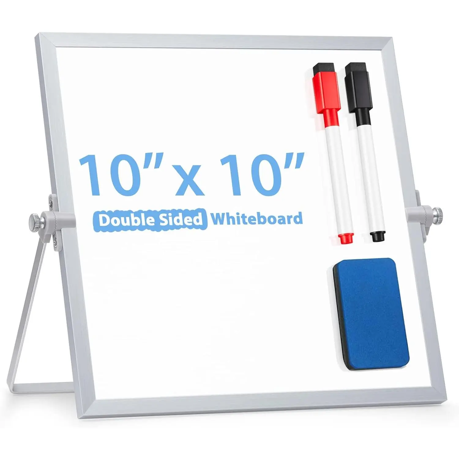 Small WhiteBoard with Stand 10" X 10" |  Double-Sided Dry Erase White Board Easel for Desk Students  Office