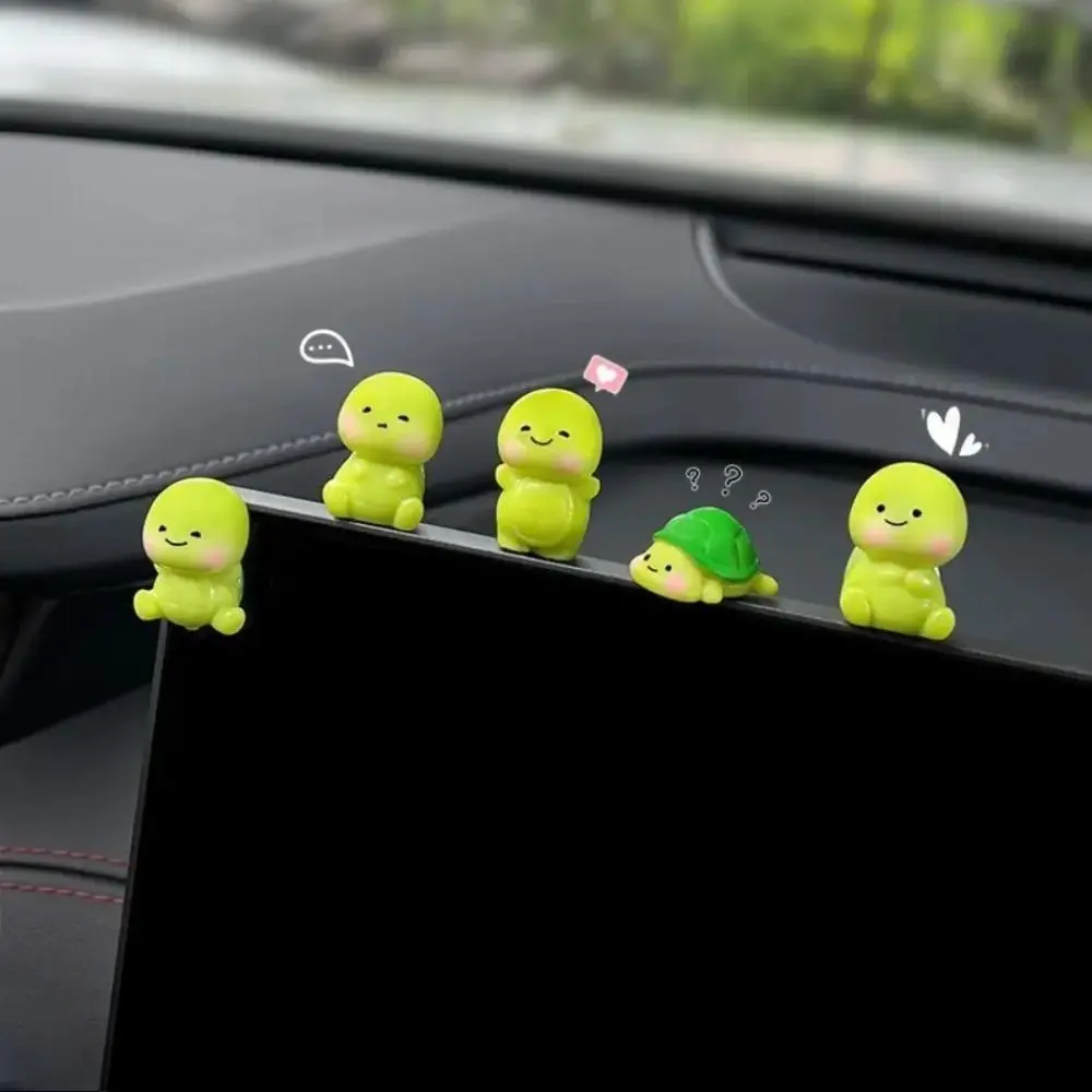 2026 New 5Pcs PU Leather Adorable Cute Turtle Car Trinkets - Stable Compact Decompression Cartoon Figurines, Dashboard Decorations, Accessories for Car, Bag Accessories for EV Dashboards & Daily Commutes, Cute Car Accessories