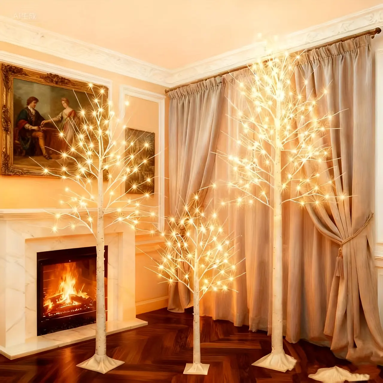 3FT 5FT 6FT Combination Set Remote Control High Brightness LED Birch Light, Adjustable Brightness, 8 Flashing Modes, Suitable for Indoor Home Decoration, Easter Decoration, Party Decoration Indoor Lamp