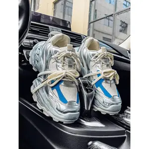 Men's Casual Shoes New Fashion Dad Sneakers Trendy Fashion Sneaker Mesh Fabric Sneakers All Season Low Top Lace-Up Thick Sole Anti-Slip Wear-Resistant Comfortable Breathable Mesh Fashionable Sneakers Thick Soled Sneakers Casual Walking Sneakers