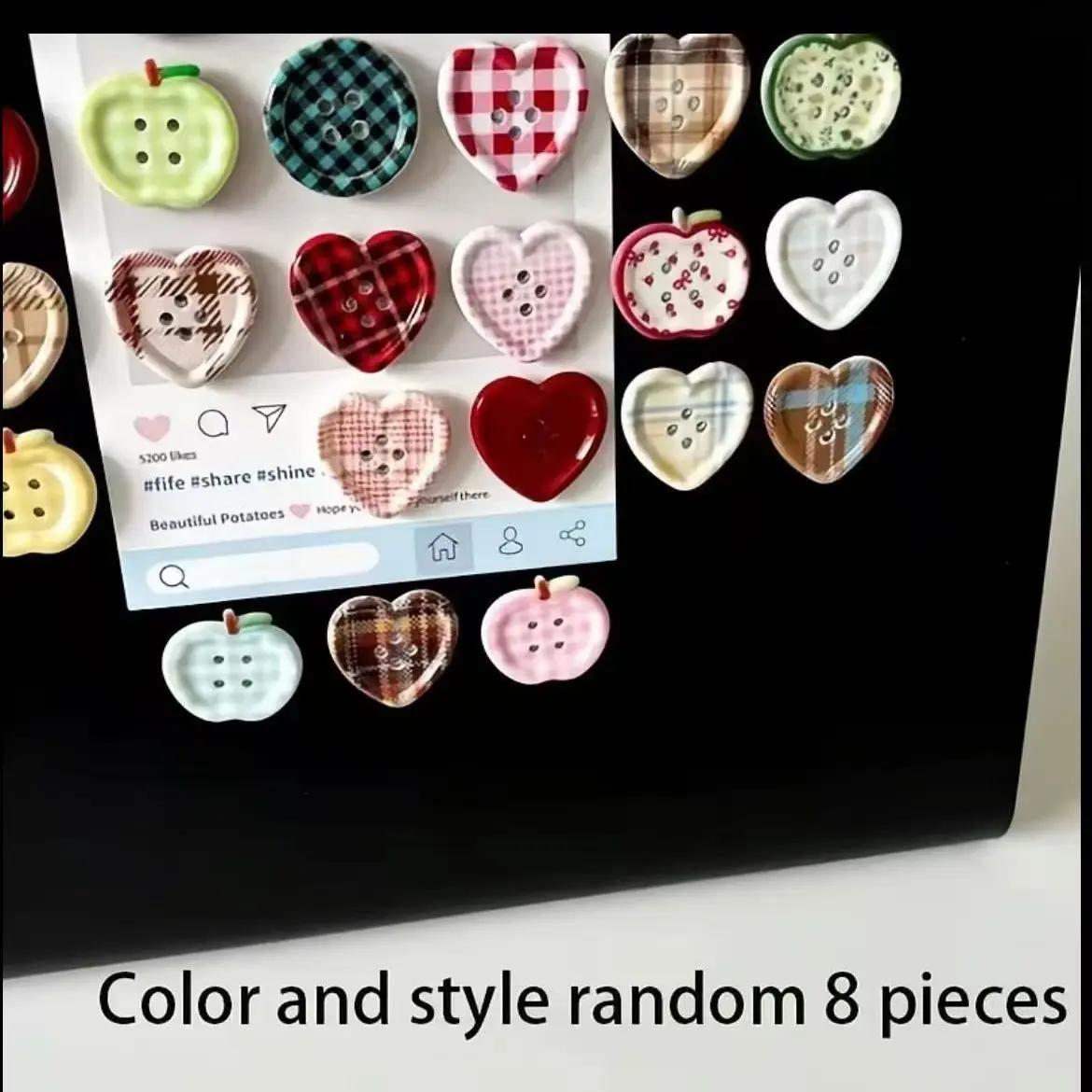 8-Piece Vintage Plaid Button Magnet Set, Creative Home Decor, Suitable for Kitchen and Office Whiteboard, Unique Wall Art Accessories