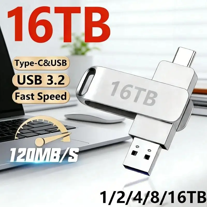 Flash Drives 16TB 2TB USB 3.2 U Disk High Speed Metal Pendrive WaterProof Type-C Memoria USB Stick USB Drives For Xiaomi Samsung