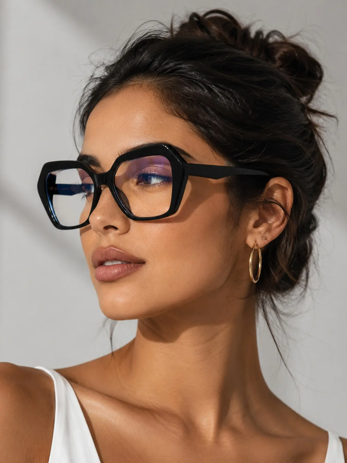 Women's Plastic Multicolor Polygonal Frame Glasses, Unique Fashionable Street Style, Perfect for Shopping, Photos, Parties, Music Festivals