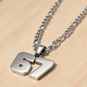 Stainless Steel Chain 67 Number Pendant Necklace for Women Men Lucky Number T Rend Chain Party Jewelry Gifts 67 Necklace