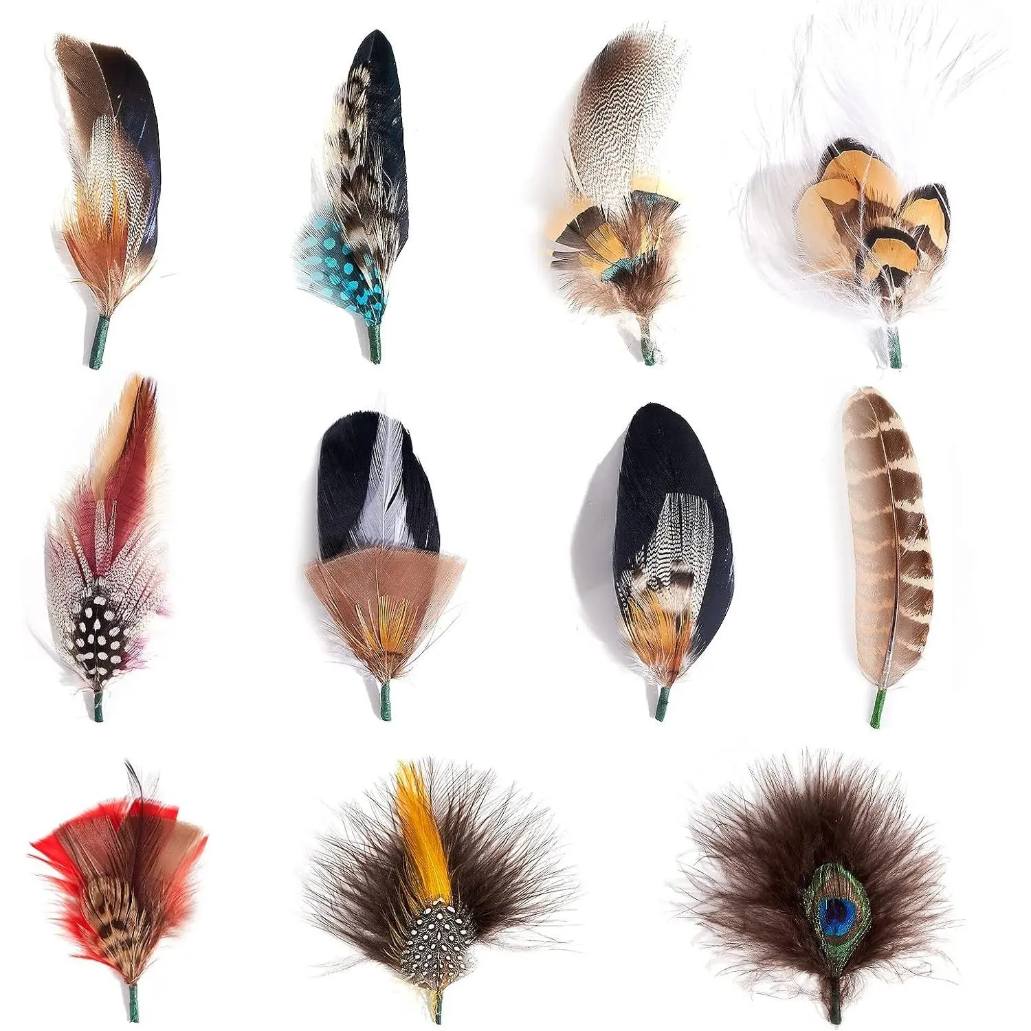 Hat Feathers, Assorted Natural Feather Packs Accessories for Fedora Cowboy Hats, Pork Pie Trilby Hats