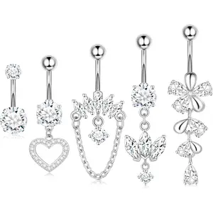 Shakalaka Dangle Belly Button Rings Piercing Jewelry for Women Surgical Stainless Steel Navel Dangly