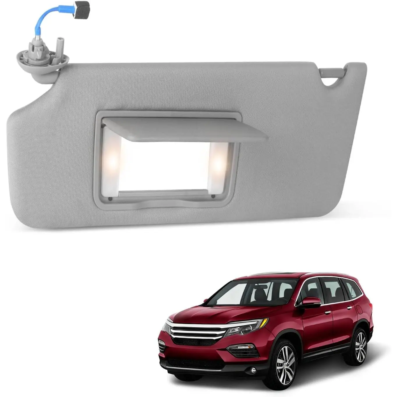 Sun Visor Driver Side for 2016-2022 Honda Pilot, 2018-2020 Honda Ridgeline, Gray, Left Side Visor Replacement with Light Mirror # 83280-TG7-A12ZB,vent,guard