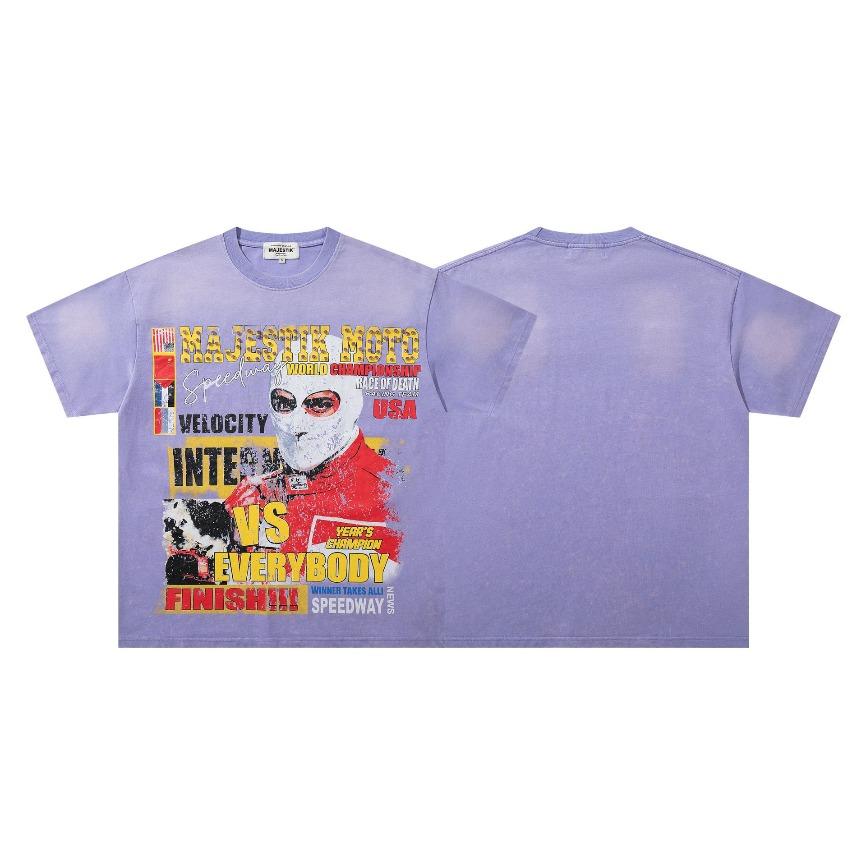 Y2K Oversized Pink Majestik Moto Racing Graphic Tee Cotton Soft Breathable Fabric Casual Streetwear Daily Wear Party Outfit Hip Hop Style Men Women Unisex Trendy Vintage Fashion Comfortable Fit