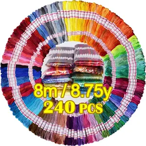 Embroidery Floss 240 skeins Egyptian Long-Staple Cotton Cross Stitch Threads -Friendship Bracelets String -Mercerized Crafts Floss Total 1920M 8M/pc 24pcs/Bag 10package