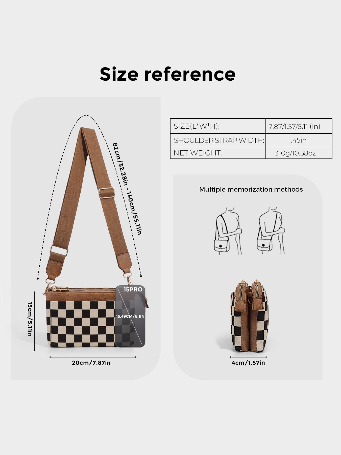 Checkered Portable Bag, Small Square Shoulder Wallet, Lightweight Single-Shoulder Coin Purse, Stylish and Practical Accessory, Geometric Pattern Bag