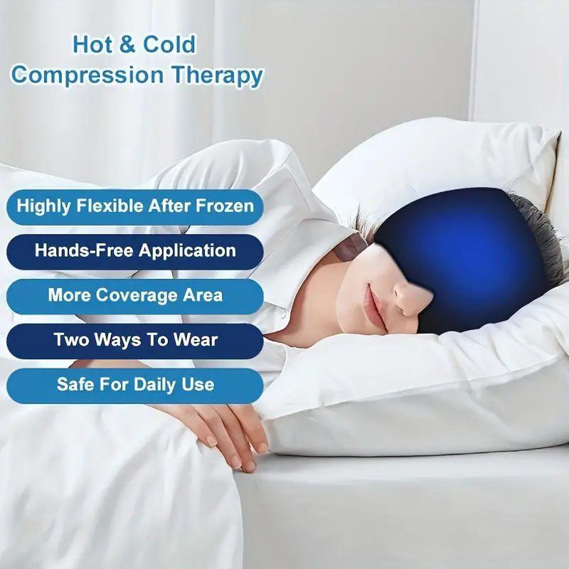 Cold Compress Gel Ice Hat, 1 Count Wearable Cold Pack Head Wrap, Reusable Hot & Cold Eye Mask, Elastic Face & Head Cold Compress Cover, Soft Design for All Skin Types