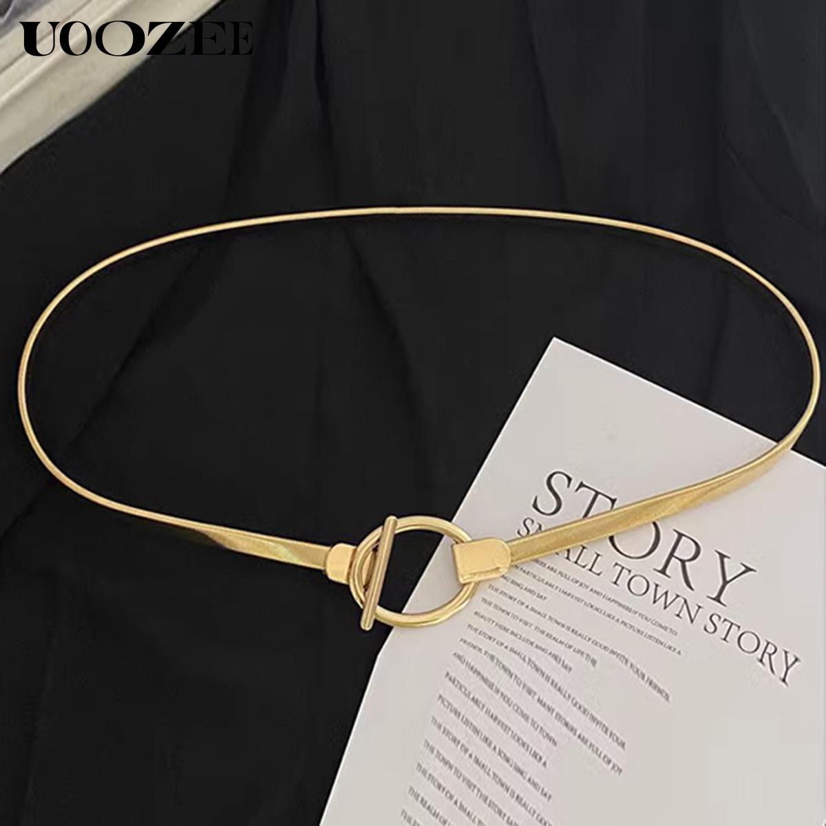 Buckle Geometric Pleated Solid Color Belts