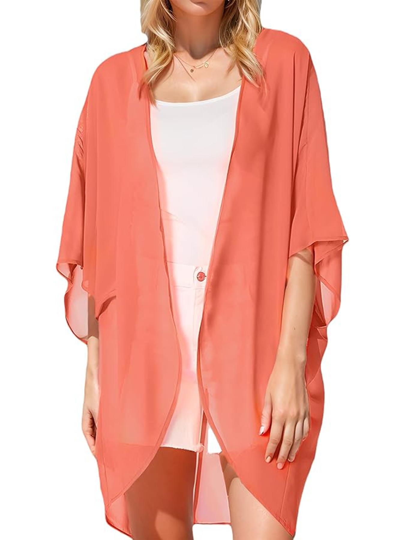 Women's Paisley Print Batwing Sleeve Cover Up, Casual 3/4 Length Sleeve Open Front Cover Up For Summer, Fashion Women's Swimwear For Beach Vacation, Swimwear Coverups