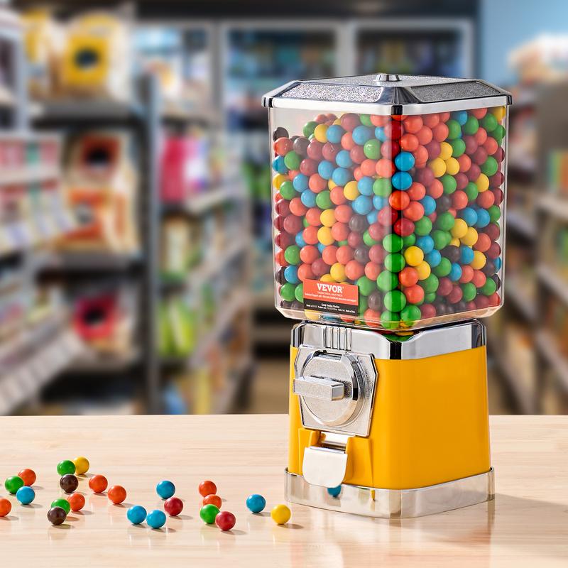 VEVOR 17/21/ 25inch H Gum Ball Machine Vending Machine Coin Bank Retro Candy Dispenser PC Blue/Yellow/Red