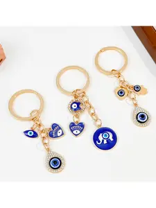2pcs  Blue Base Elephant Evil Eye Chain, Couple Keepsake Pendant for Long Distance Lovers