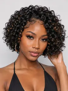 Pixie Cut Short Curly Human Hair Wigs for Black Women Short Layered Pixie Human Hair Wigs Glueless Full Machine Made Wigs Brazilian Curly Human Hair Wig Natural Black Color