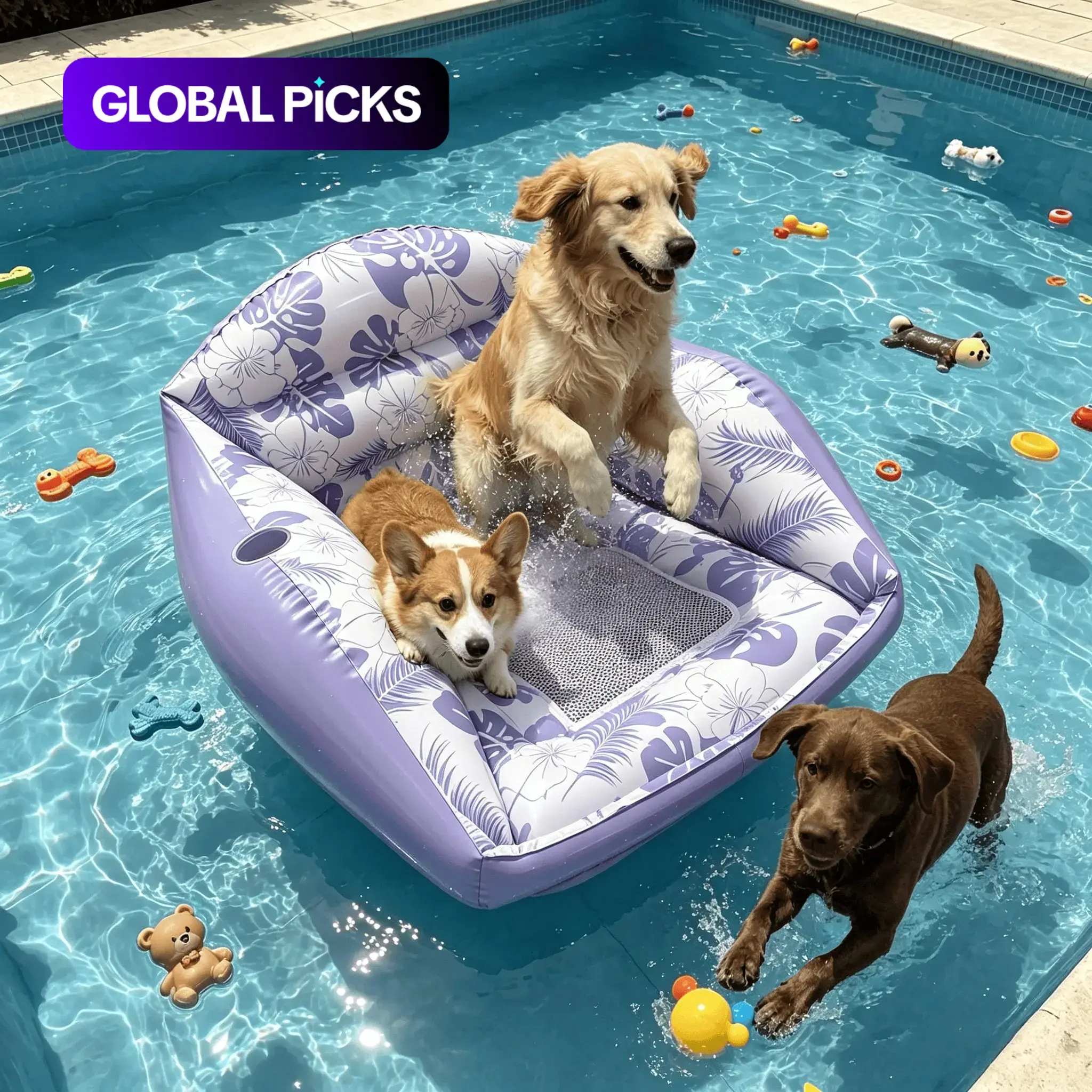 Dog Pool Toy Sofa Float Chair, Inflatable Pet Pool Float with Mesh Seat, Suitable for Large Dogs, Summer Outdoor Water Toy, Inflatable Floater, Pool Floaters #GLOBAL PICKS