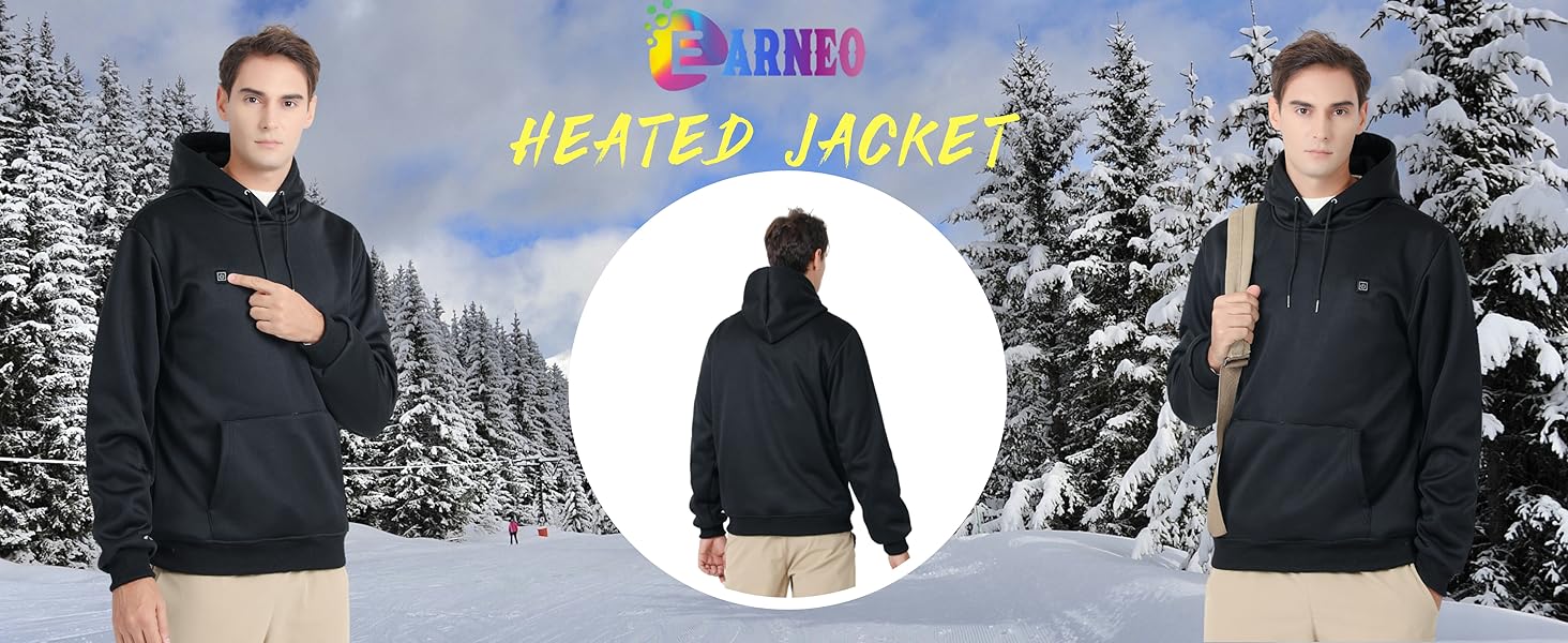 Unisex Heated Hoodie for Men Women Heated Sweatshirt Warm USB Electric Outdoor Winter Puffer Jacket with No Battery