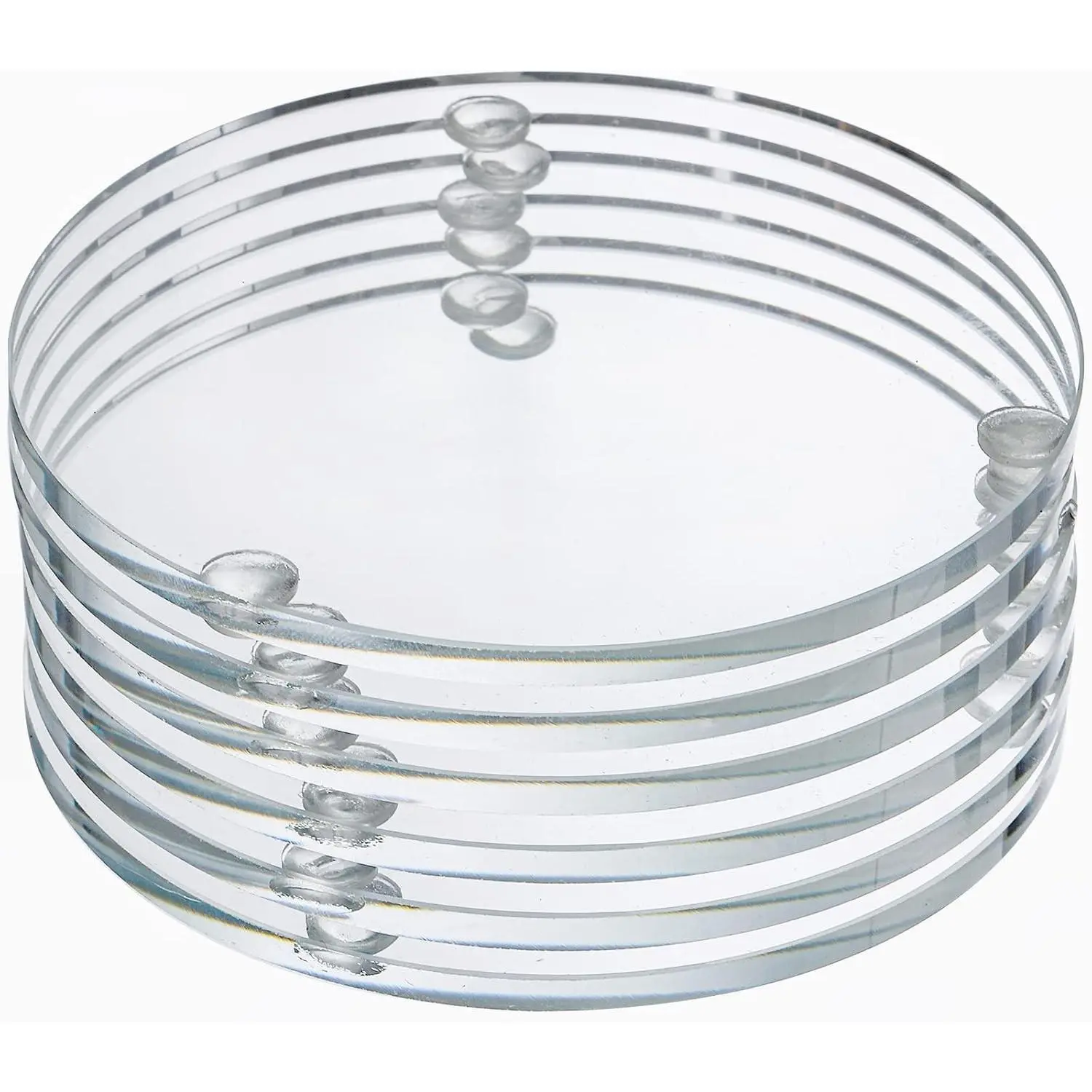 Set of 6 Round Glass Drink Coasters, 3.5 Inch Crystal Coasters Decorative Glass Plates Clear Glass Coasters for Mugs, Cups, Dining Tables, Office, Kitchen, Home Decor and Parties