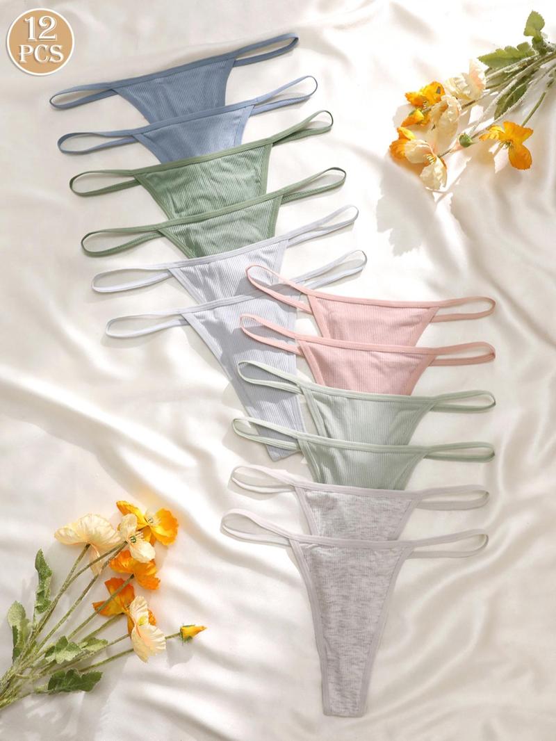 Women's Solid-Color Thongs, Comfortable Soft Breathable Panties for Daily Wear, Women's Underwear for All Seasons, Soft Comfy Panties