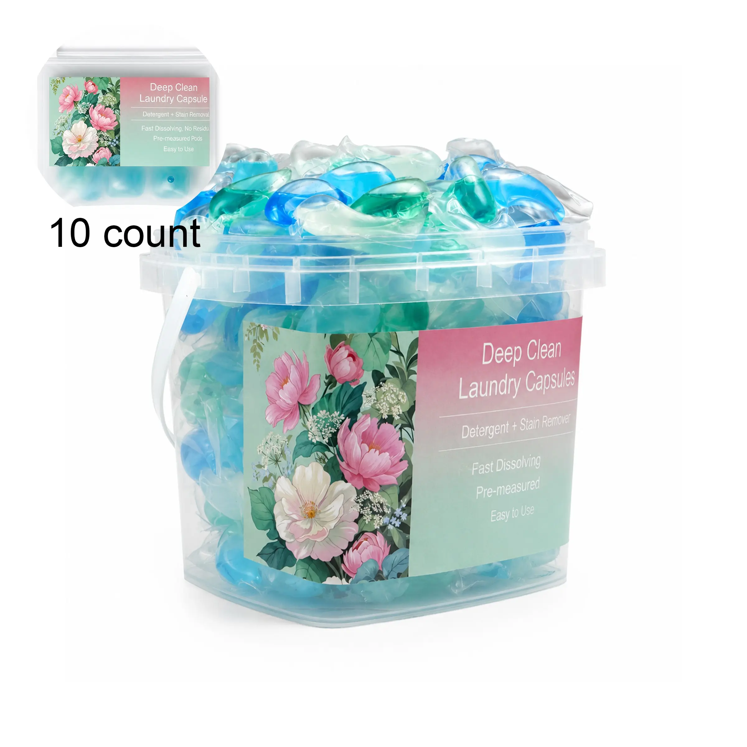 50-Pack Fresh Laundry Capsules, Four-Chamber Design, Concentrated Clean Formula, Deep Stain Removal, Long-Lasting Scent, Suitable for All Washing Methods