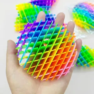 Fidget Worm Flexible 3D Sensory Rainbow Elastic Mesh Stretchy Quiet Stress Anxiety Relief Toys For Kids Teens Party Favors Gifts