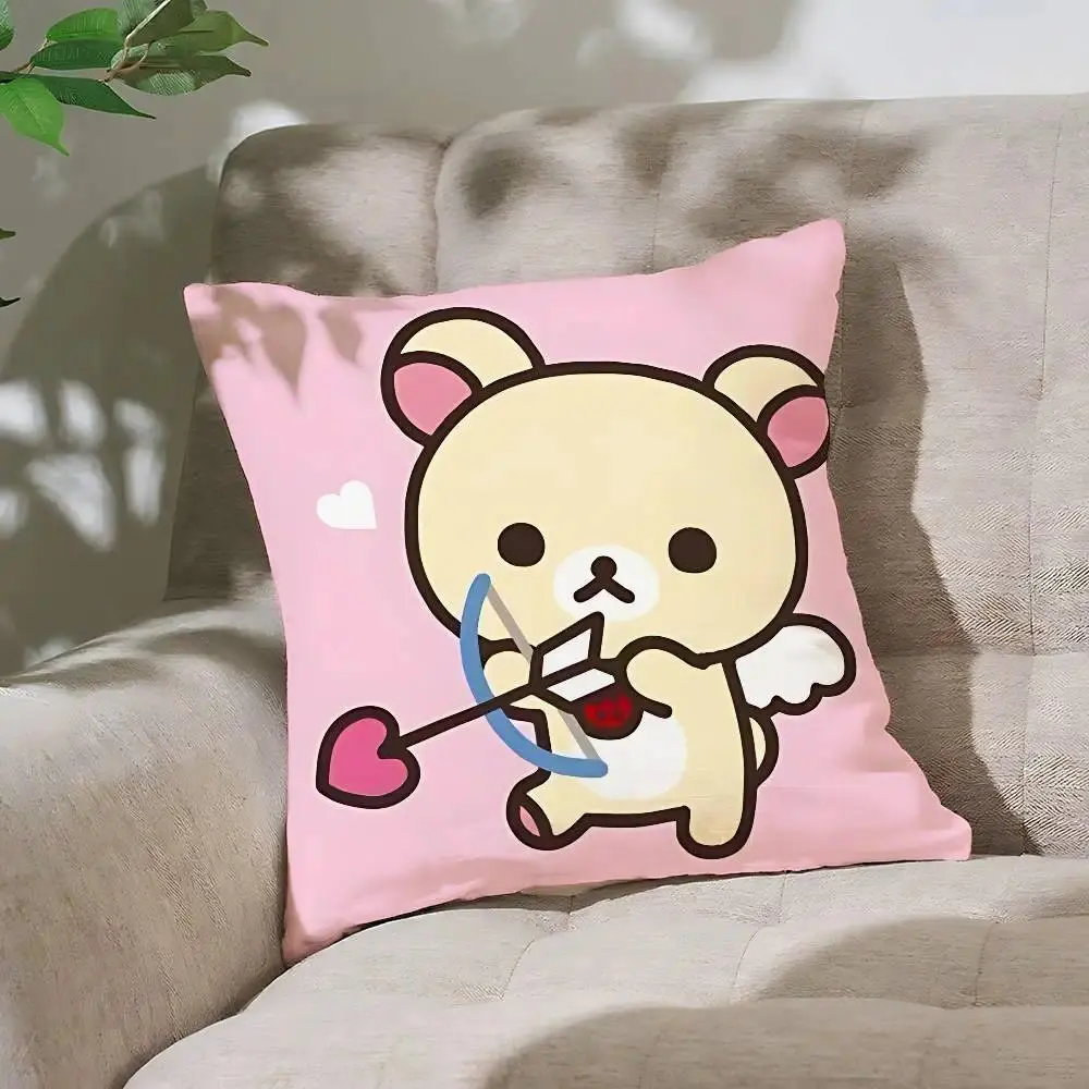 Cute L-rilakkumaS Kawaii Pillow Case Cushion Cover Soft Cute Throw Pillow Case For Car Sofa Pillowcase Polyester With Zipper