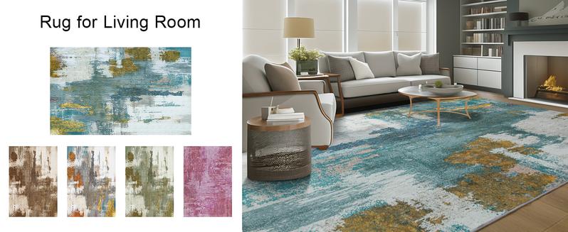[Black Friday] 6x9 Feet Washable Rug, Modern Abstract  Carpets For Living Room , Faux Wool Vintage Carpets, Non Slip Rug for Bedroom, Dining Room, College Dorm, Kids Playroom, Home Office, Blue, Green, Brown, Grey, 5x7,6x9 Feet