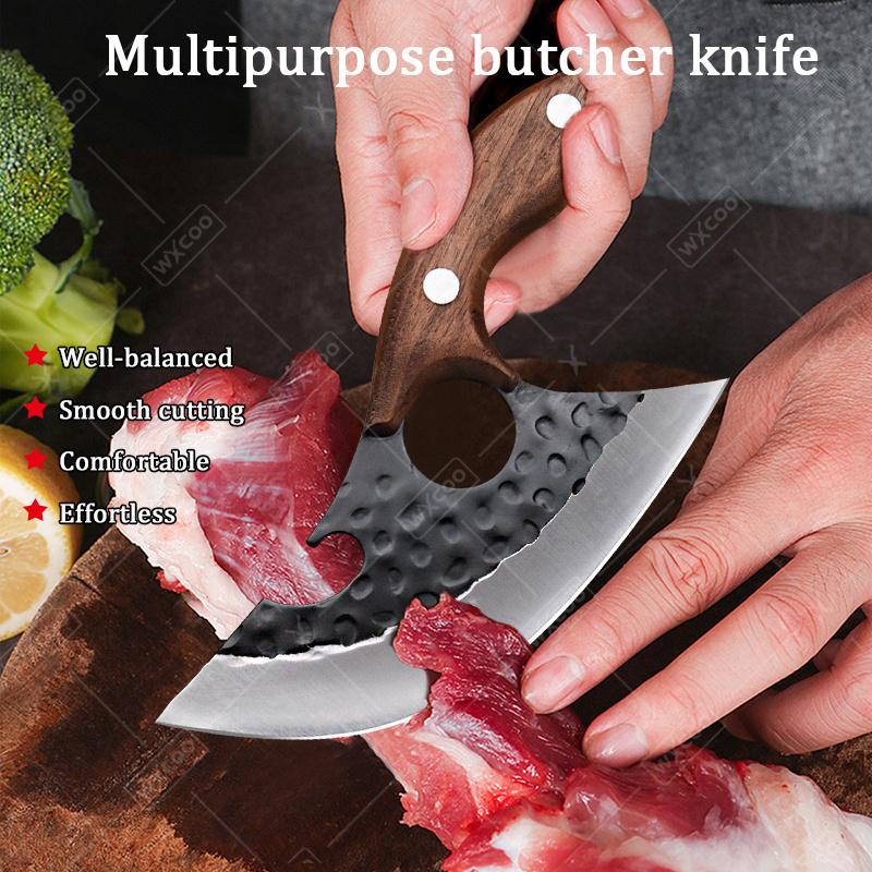 Killing Fish Knife Hand Forged Boning Knife Multi-purpose Cheese Knife Mongolian Handhandle Meat Knife Camping Barbecue Portable Partition Knife Cutting Meat, Vegetables and Paring Knife