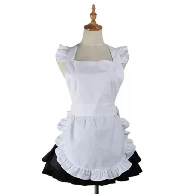 Kitchen Ruffle Apron Women Housewife Maid Cotton Cute Halter Pinafore Sweet Japanese Lolita Anime Household Female Cook Apron
