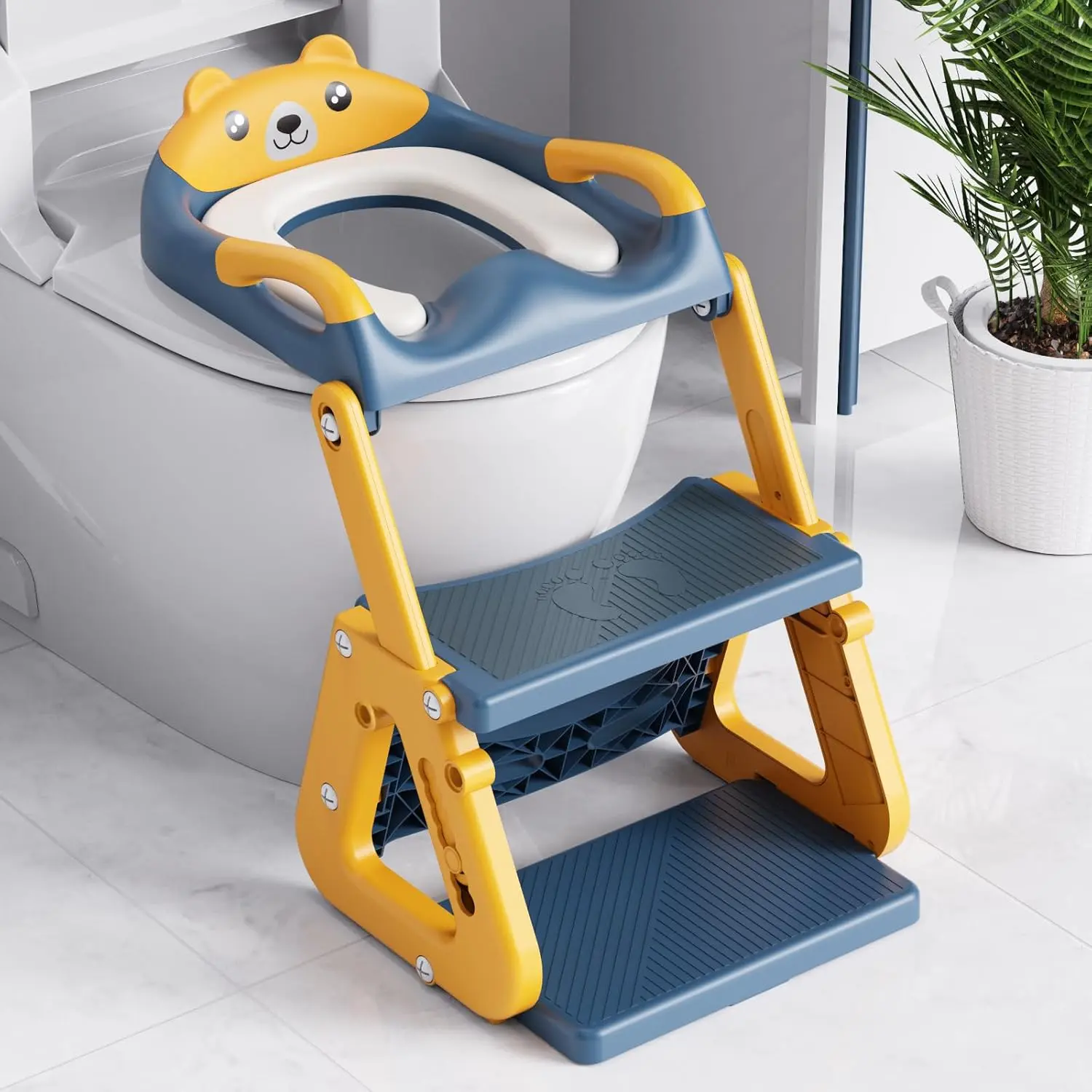 Potty Training Seat |   Upgrade Toddler Potty Training Toilet with Step Stool, 2-in-1 Stability Toilet Seat  Boys Girls |   with Splash Guard, Anti-Slip Pad, Ladder, and Height Adjustable, Blue