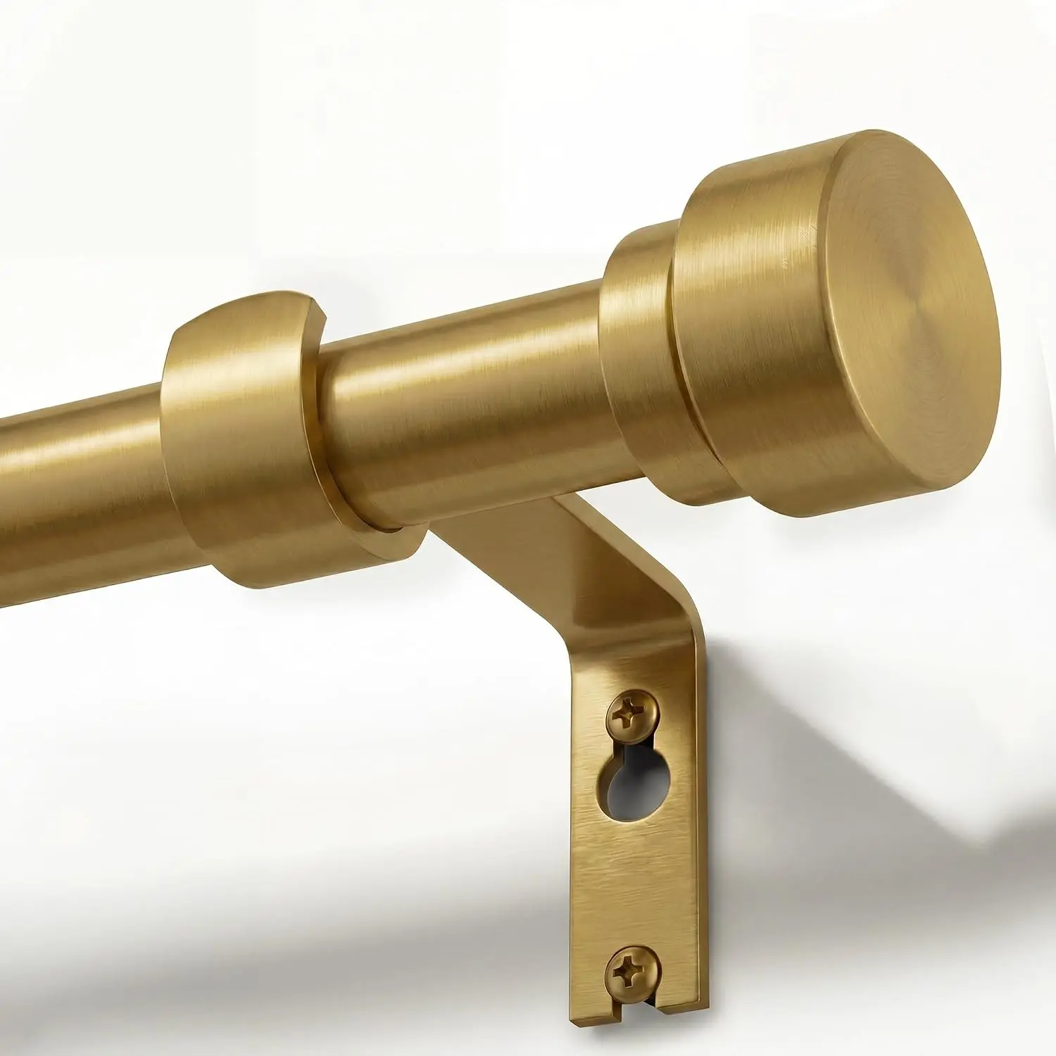 Heavy Duty Curtain Rods for Windows 48 to 84 Inch, 1 Inch Brass Gold Curtain Rod, Adjustable Length Rod with Metal Finials, Modern Decorative for Bedroom Kitchen Living Room