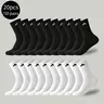 Male Plain Athletic Sports Socks Pack - 10 Pairs/20 Pcs Solid-Color Cotton Knit, Breathable, Comfortable, Cold Wash & Machine Washable, All Seasons for Fitness, Outdoor Hiking, Adults' Daily Casual Wear