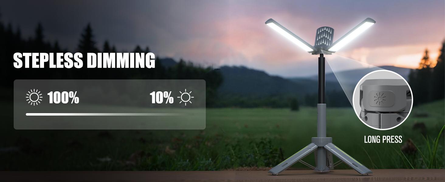 40" Telescopic Camping Lights with Stand, 8000mAh Rechargeable LED Work Light & Camp Lantern, 1000LM Portable Tripod Lamp, 20H Runtime for Power Outages, Survival Gear and Camping Essentials