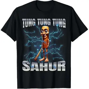[Graphic Tee]" Unisex 'Tung Tung Tung Sahur’ Graphic T-Shirt – Funny Meme Tee for Men & Women, Casual Shirt, Trendy Humor Design, Comfortable Cotton Casual Wear, Perfect for Meme Lovers and Internet Culture Enthusiasts"
