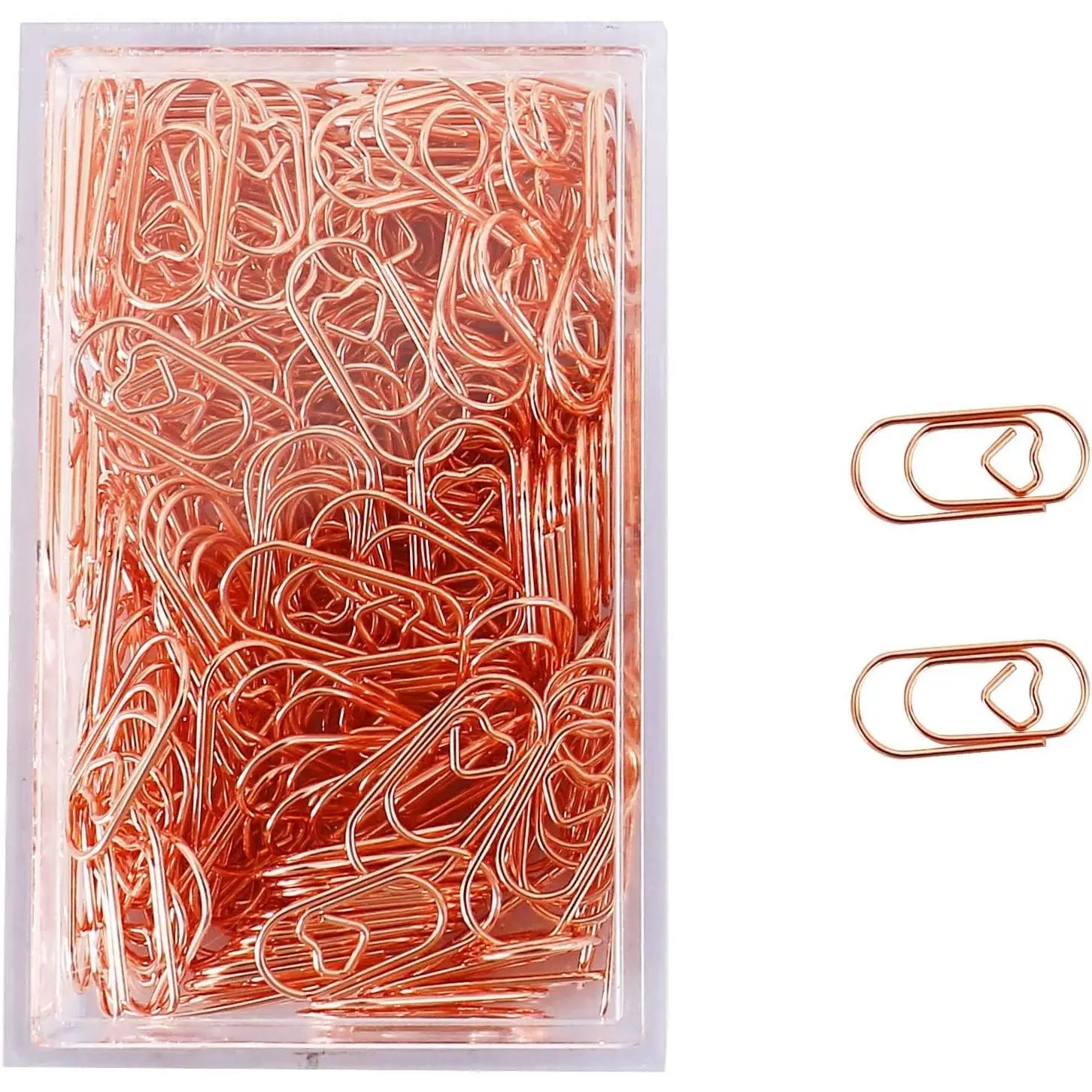 200 count Small Rose  Paper Clips Love Heart Shaped Paperclips Stainless Steel in Tinplate Paper Clips Holder for Office School  Desk Organizers