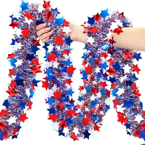 50 FT 4th of July Garland, Red White and Blue Patriotic Tinsel Garland for Home Party Holiday Red White and Blue Decor Memorial Day Independence Day 4th of July Decorationsfidget toys