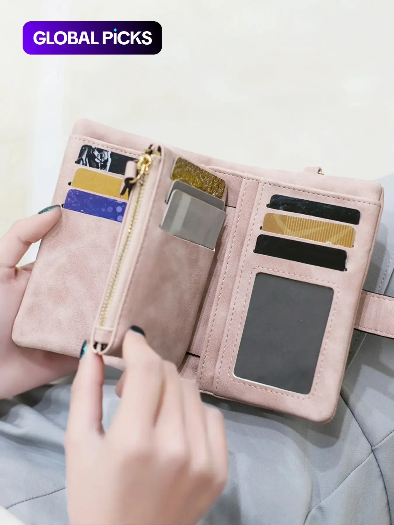 Multifunctional Plain Short Wallet, Vintage Coin Purse with Card ID Holder, Card Slots, ID Window, Zipper Pocket, Christmas Gift, Valentine's Day Gift, Ideal Gift