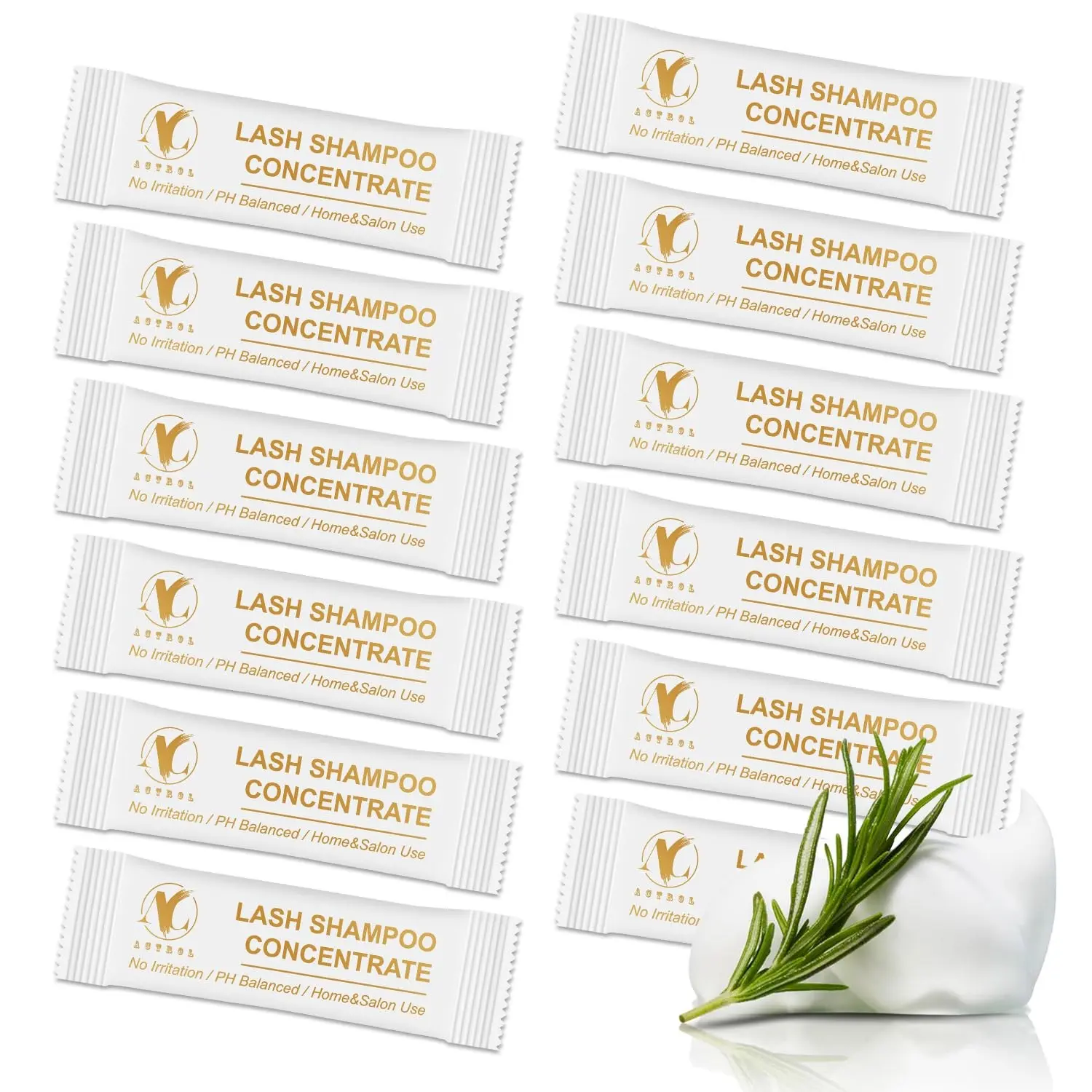 Unscented Lash Shampoo Concentrate 12 Bags Pack Foaming DIY Eyelash Cleanser for Eyelash Extensions Travel Home Care Eyelash Supplies