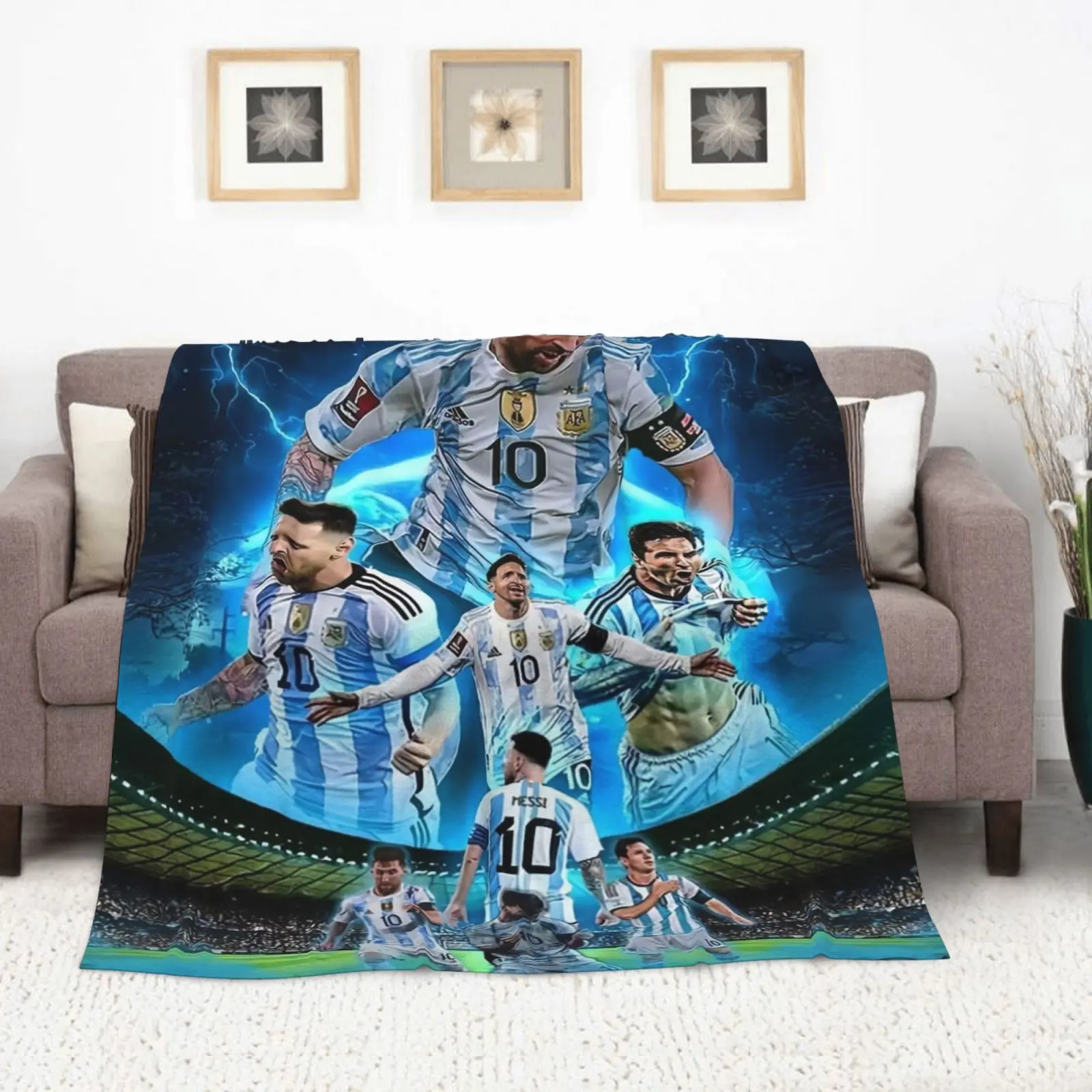 Leo Messi Blanket Soft Flannel Blanket Football Fans Gifts Suitable For Sofa Beds Living Rooms Suitable For Children And Adults Birthday Gifts Holiday Party Home Decoration Halloween Blanket Christmas Blanket Birthday Gift Home Decoration Holiday Party