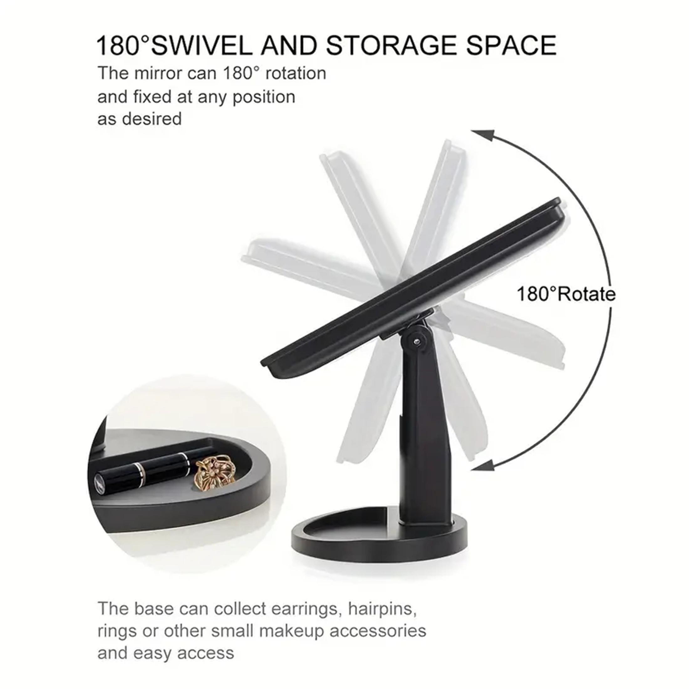 Adjustable Brightness Touch Screen Lighted Makeup Mirror - Battery-Powered Portable Vanity Mirror with Polished Finish & Durable Plastic Design for Home Travel Beauty Routine, Batterypowered Operation