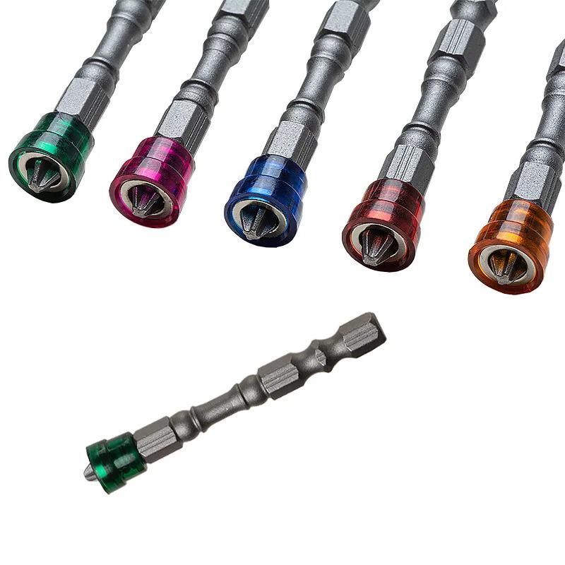 5Pcs 65mm Magnetic Drill Screwdriver Bits 1/4 Inch Hex Shank S2 Steel Cross Head Electric Screwdriver Kit