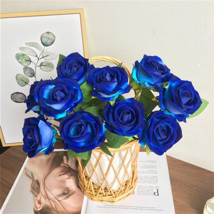 12 pcs Velvet rose artificial flower rose waterfall Valentine's Day fake flowers home wedding decoration popular photo spot rose