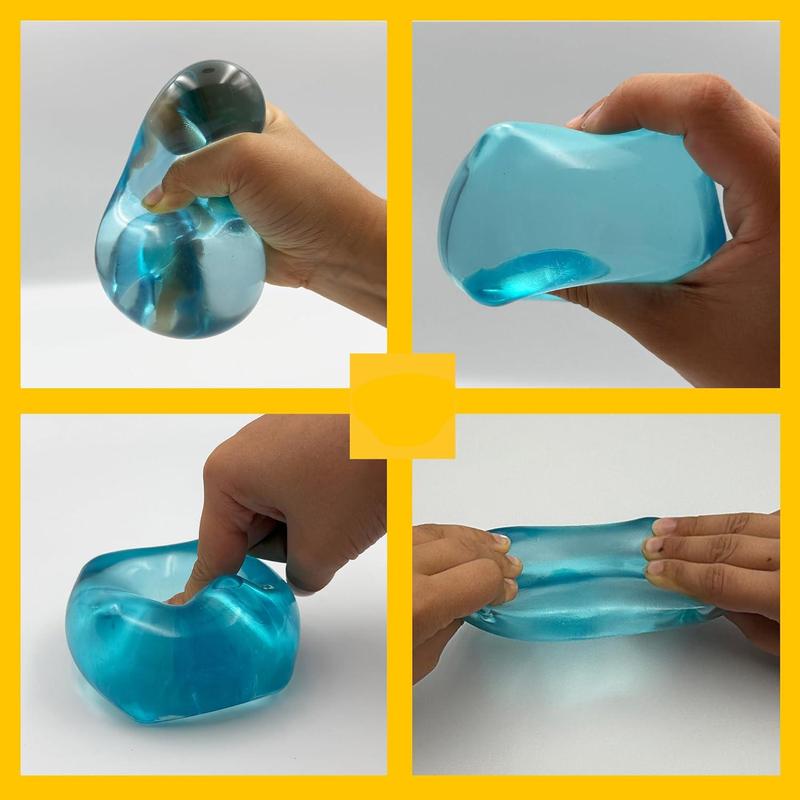 Cube Squishy  Balls  Ice Cubes Squishy Fidget Toy for Your Best Mellow and Chill Square Shape with Filling in Blue for All Age,Sensory Fidget Toy, Blue, Stress Relief Cube, Squishy Gel Texture, Calming Tactile Tool
