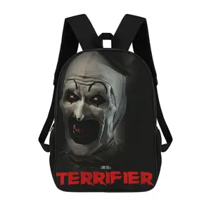 Terrifier17" Lightweight Oxford Backpack, Horror Movie Graphics - Adjustable Straps, Zipper Closure, Hand Washable