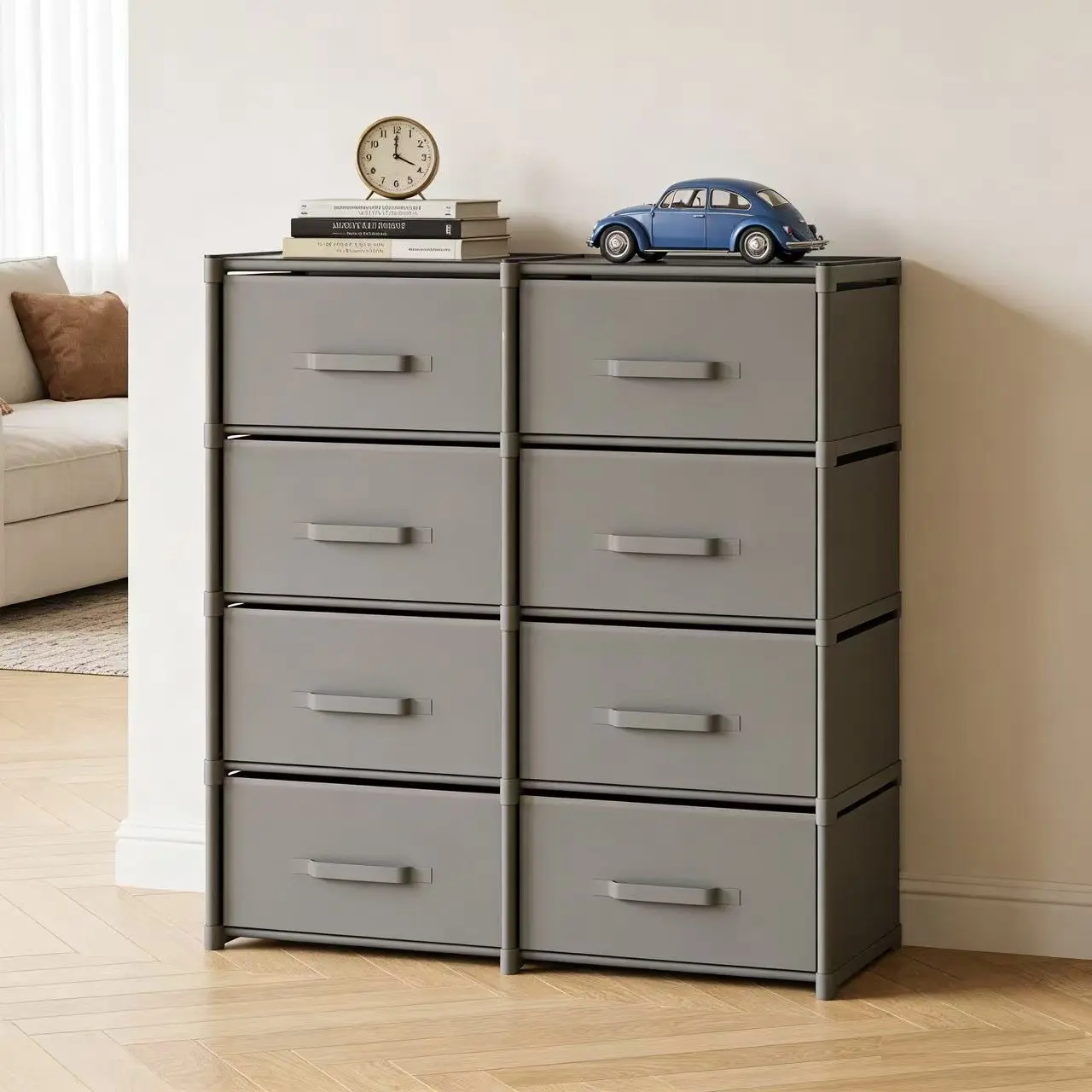 Office Drawer Cabinet, Multi-Drawer Metal Fabric Storage Organizer, Minimalist Home Storage, Easy Assembly, Office & Bathroom Storage