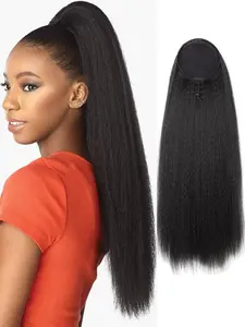 Natural Drawstring Ponytail Extension 28 Inch, Water Wave Clip In, Synthetic Hair for Daily & Party Use, Women Hair Accessory
