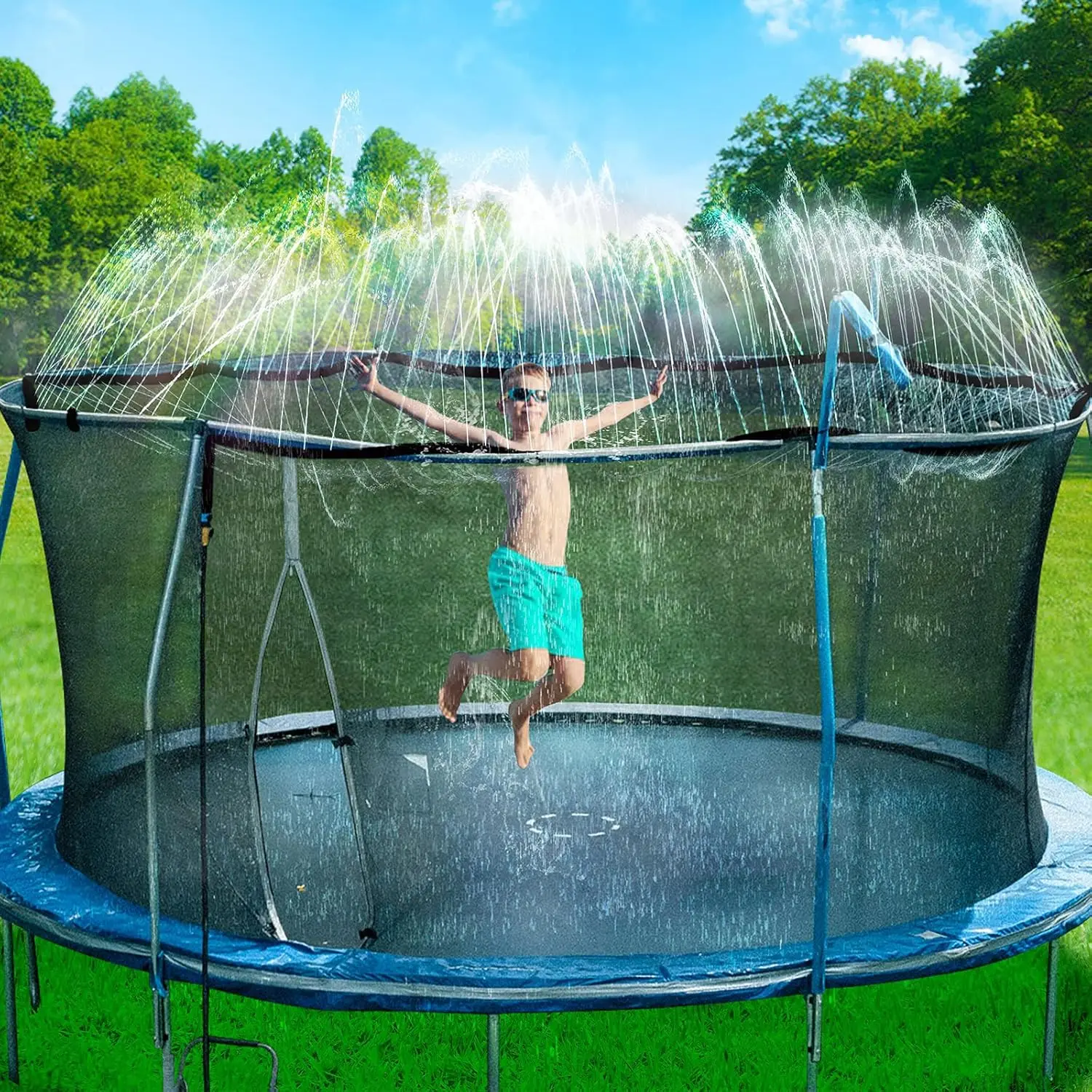 Trampoline Sprinkler for Kids, Outdoor Trampoline Water Sprinklers, Backyard Summer Water Toys, Outside Trampoline Accessories for Yard Backyard Water Fun (39ft)fidget toys