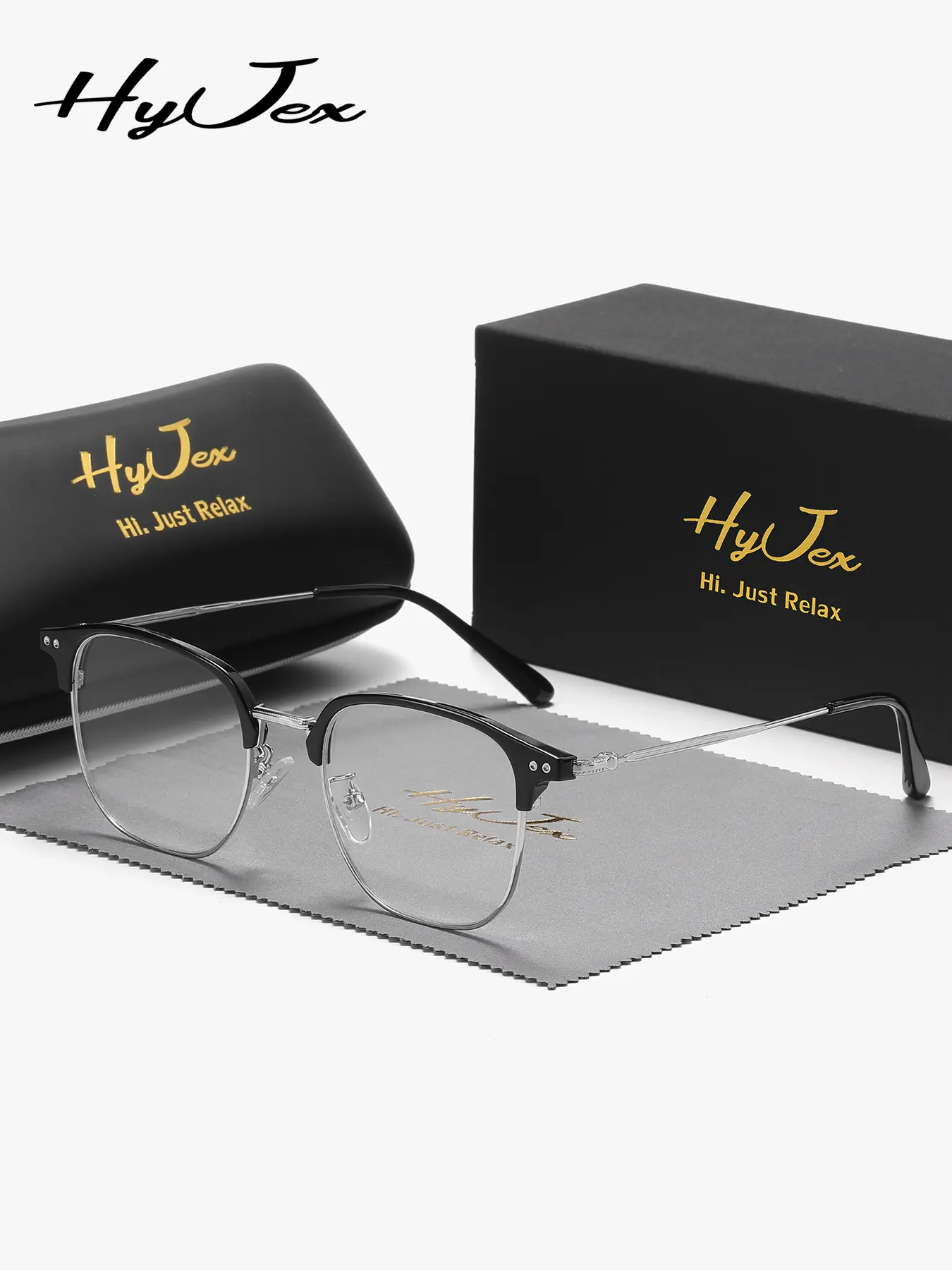HyJex 1 Piece Unisex Lightweight Elegant Full Frame Plaon Glasses Show Intellect Square Frame Plaon Glasses